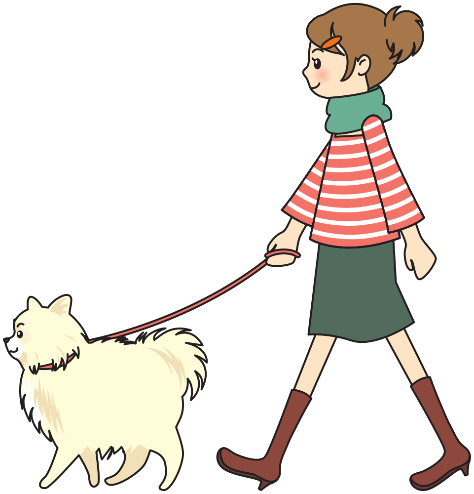 OnlineLabels Clip Art - Woman Walking A Dog